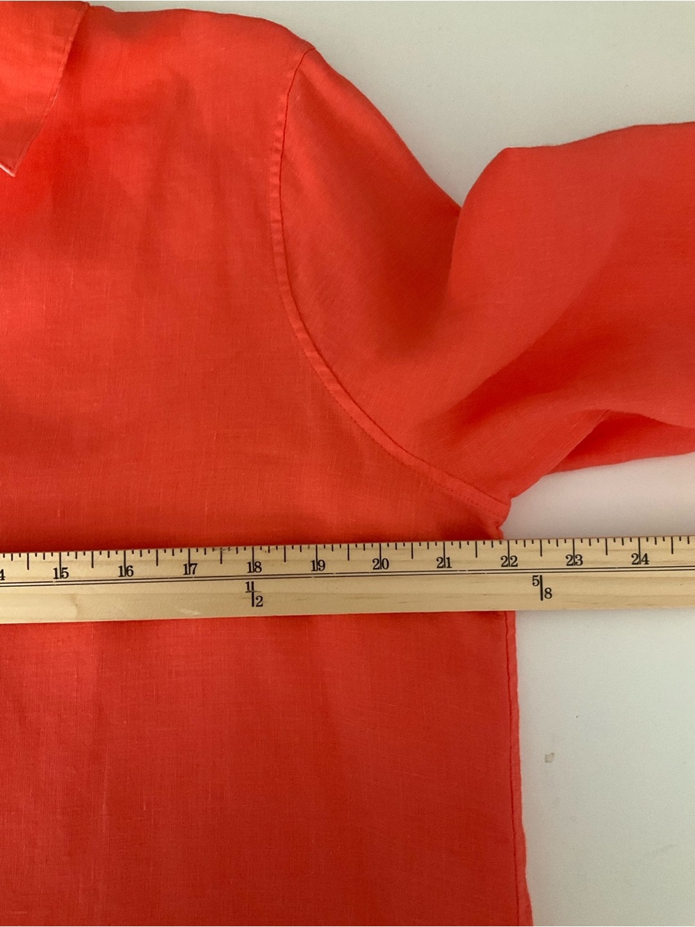 Chico's Vibrant Orange Button-Front 100% Linen Blouse - Picture 8 of 12
